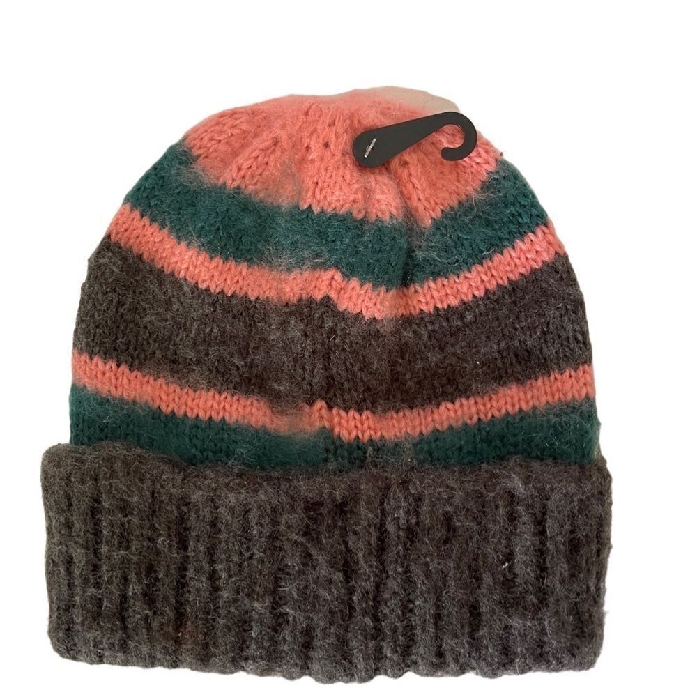 NWT Topshop fuzzy brushed stripe beanie‎ hat NEW 390